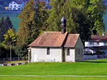 Einsiedeln, Gangulf-Kapelle, Baujahr 1030, der �lteste noch erhaltene Bau Einsiedelns, 1940 vom Denkmalpfleger Linus Birchler restauriert - 02.10.2015