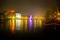 Amstel von Magere Brug in Amsterdam aus gesehen. Aufnahme: 3. Januar 2017.