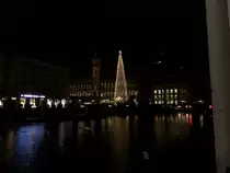 Hamburg am 17.12.2016: Kleine Alster mit Rathaus und der Weihnachtsillumination /