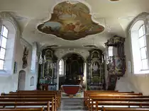 Munzingen, barocke Alt�re in der Pfarrkirche St. Stephan (15.08.2016)
