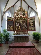 Bogen, gotischer Hochalter in der Pfarrkirche St. Florian, Chor mit Netzrippengew�lbe (14.11.2016)