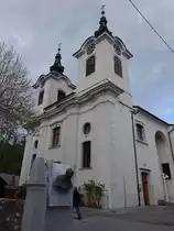 Postojna, sp�tbarocke St. Stephan Kirche, erbaut bis 1777 (28.04.2017)