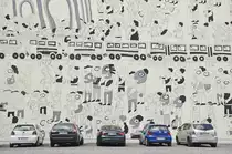 Das Wendebild �20 Jahre Danach� an der Br�hl-Arkade in Leipzig. Aufnahme: 1. Mai 2017.