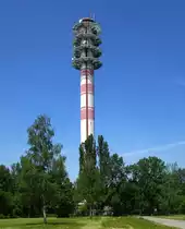 Marckolsheim im Elsa�, der Sendeturm, 104m hoch, Juni 2016