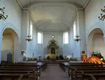 Neubreisach (Neuf-Brisach), Blick zum Altar in der katholischen Kirche St.Ludwig, erbaut 1732-36, Dez.2016