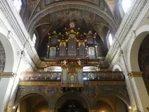 Ljubljana, Orgelempore in der Maria Verk�ndigung Kirche (04.05.2017)
