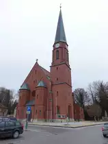 Sch�nau, neugotische Pfarrkirche St. Stephan, erbaut von 1890 bis 1891 durch  Johann Baptist Schott (25.12.2016)