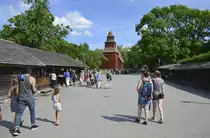Auf der Marktstra�e (schwedisch: Marknadsgatan) im Freilichtmuseum �Skansen� in Stockholm. Aufnahme: 26. Juli 2017.