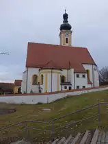 Hadersbach, Expositurkirche Mari� Himmelfahrt, erbaut ab 1521, von 1716 bis 1717 barockisiert, Seitenkapellen von 1760 und 1765 (26.12.2016)