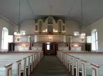 Rydaholm, Orgelempore mit L�ktaorgel in der Ev. Kirche (15.06.2017)