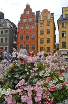 Giebelh�user am Stortorget (�Gro�er Markt�) in der Altstadt �Gamla Stan� von Stockholm. Aufnahme: 25. Juli 2017.