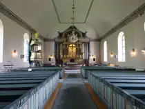 Brunflo, Innenraum der Ev. Kirche, Ausstattung aus dem 18. Jahrhundert (18.06.2017)