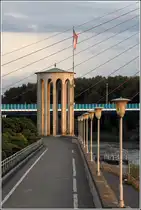 Neuwied. Am s�dlichen Ende der Deichmauer steht der 10,90 m hohe Pegelturm. Seine Messergebnisse bilden eine Grundlage des Hochwassereinsatzes der Stadt. 16.09.2017