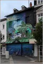 Neuwied. Kunstvoll bemalte Hausfassade am Luisenplatz. 17.09.2017