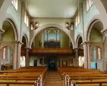 Forchheim, Blick zur Orgelempore in der Kirche St.Johannes Baptista, Sept.2017