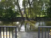 Hamburg-Finkenwerder am 15.9.2017: Blick vom F�hranleger auf die Hochwasserschutzanlage /