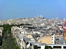 Paris, Zoom vom Arc de Triomphe in Richtung Montmartre und Sacr�-Coeur Basilica - 06.05.2008