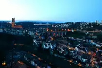 Der abendliche Blick �ber Fribourg; 14.03.2018