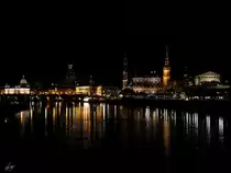 N�chtlicher Blick �ber die Elbe auf die Altstadt von Dresden. (April 2018)