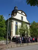 Abstatt, die evangelische Stephanuskirche wurde 1766 sp�tbarock auf den �berresten eines �lteren, gotischen Vorg�ngerbaus errichtet und nach einem Brand 1899 durch Heinrich Dolmetsch neu erbaut (29.04.2018)