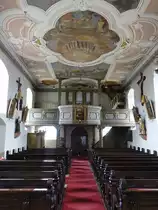 Ha�lach, Orgelempore und Deckengem�lde in der Wallf. Kirche St. Maria und Vierzehn Nothelfer (14.04.2017)
