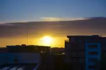 Blick auf Dublin fr�hmorgens vom Liberty House. Aufnahme: 10. Mai 2018.