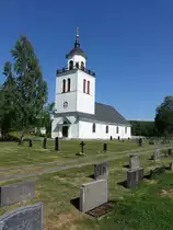 �verhogdal, Ev. Kirche, erbaut 1740, Kirchturm von 1851 (31.05.2018)