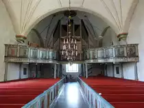 Nordmaling, Orgelempore in der Ev. Kirche. Die Orgel stammt aus dem Orgelbau von Gr�nlunds in Gammelstad und wurde 1970 installiert (02.06.2018)