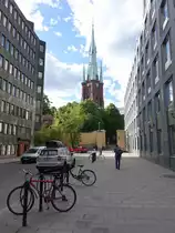 Stockholm, S�dra Kyrkogatan mit Blick auf die St. Klara Kirche (04.06.2018)