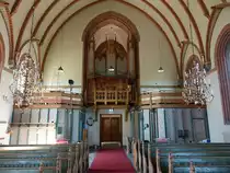 H�llestad, Orgelempore in der Ev. Kirche, Orgel erbaut 1896 durch �kerman & Lund (05.06.2018)
