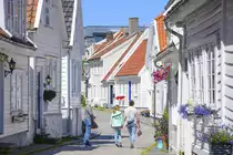 �vre Strandgate in der Stavanger Altstadt (�Gamle Stavanger�) in Norwegen. Aufnahme: 3. Juli 2018.