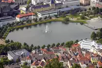 Blick auf Lille Lungeg�rdsvannet in der norwegischen Hansestadt Bergen vom Aussichtspunkt Fl�yen. Aufnahme: 11. Juli 2018.