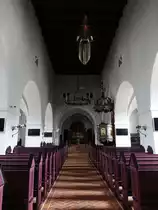 Grindsted, Innenraum der Ev. Kirche, Kanzel von 1500 (09.06.2018)