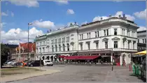 Karlskrona. Hotelgeb�ude am Stortorget, direkt neben der Fredrikskyrkan. 27.07.2018