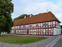 Innenhof des �lborghus Slot, welches von 1539 bis 1555 errichtet und in der ersten H�lfte des 17. Jahrhunderts umgebaut wurde. (Aalborg, Juni 2018)