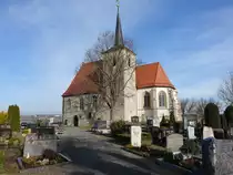 Hohenfeld, Gottesackerkirche oder Bergkirche, Chor und Langhaus 1520, Turmuntergeschosse 13. Jahrhundert, erweitert von 1601 bis 1602 (11.03.2018) 