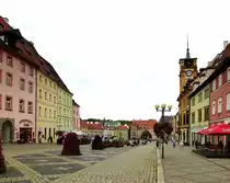 Eger (Cheb), Blick �ber den Marktplatz, rechts der Rathausturm, Aug.2014