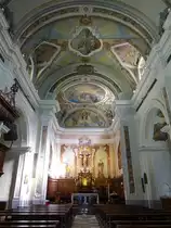 Aprica, barocker Innenraum aus dem 17. Jahrhundert in der Pfarrkirche San Pietro (07.10.2018)