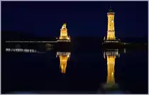 Ein Blick vom n�chtlichen Lindau �ber Hafen und Bodensee. 

16. M�rz 2019