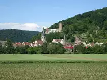 Ausblick auf die Altstadt von Gem�nden am Main mit St. Peter und Paul Kirche, Scherenburg und Eulenturm (26.05.2018)