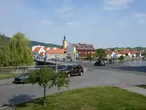 Ausblick auf die Altstadt von Susice / Sch�ttenhofen mit Br�cke �ber des Fluss Otava (25.05.2018)