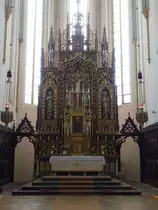 Česk� Budějovice, gotischer Hochaltar in der Klosterkirche Maria Opferung (26.05.2019)