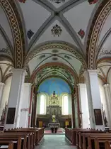 Milevsko, Innenraum der St. Bartholom�us Kirche, erbaut 1866 (27.05.2019)