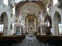 Nova Rise, barocker Innenraum der Abteikirche St. Peter und Paul, Fresken von Jan Luk� Kracker (29.05.2019)