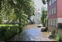 Blick von der Rathausbr�cke (s�dlich der Kr�merbr�cke) auf den Flusslauf der Gera in Erfurt.
[3.6.2019 | 12:13 Uhr]