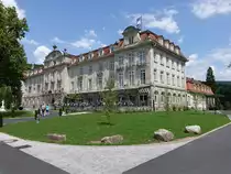 Bad Br�ckenau, Kurhotel, dreigeschossiger Massivbau mit Mansardwalmdach, erbaut von 1899 bis 1901 durch Max Littmann (27.05.2018)