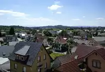 Mahlberg, Blick vom Schlo� Richtung S�den nach Ettenheim, rechts am Horizont der Kaiserstuhl, Juli 2017