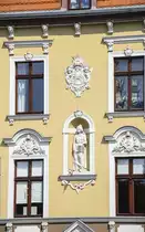 Ausschnitt eines alten deutschen Geb�udes an der Alea Grundwaldzka im Danziger Ortsteil Oliwa. Aufnahme: 14. August 2019.