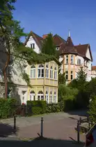 H�user am s�dlichen Teil des Kurparks in Zoppot / Sopot. Aufnahme: 14. August 2019.