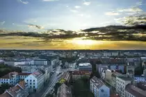 Sonnenuntergang �ber Stettin (Szczecin) - Aussicht vom Turm der St. Jakobinische (Katedra Świętego Jakuba). Aufnahme: 10. August 2019.